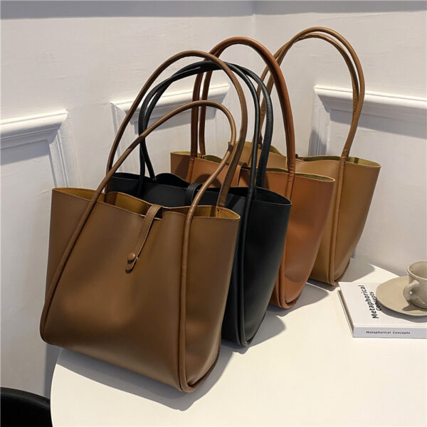 Casual Large Capacity Tote Bags For Women Fashion Solid Color Shopping Shoulder Bag With Wallet Ladies Handbag - Image 8