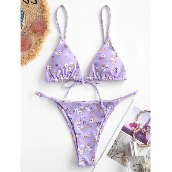 Summer Flowers Print Bikini Sexy Beach Swimming Suit Fashion Push Up Swimsuit Womens Clothing - Image 3