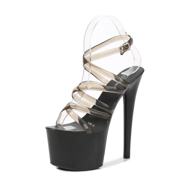 Summer 15cm 17cm 20cm Transparent PVC Strap Sandals Women High Heels Platform Shoes Woman Cross Strap Sandals Big Size 43 - Image 7