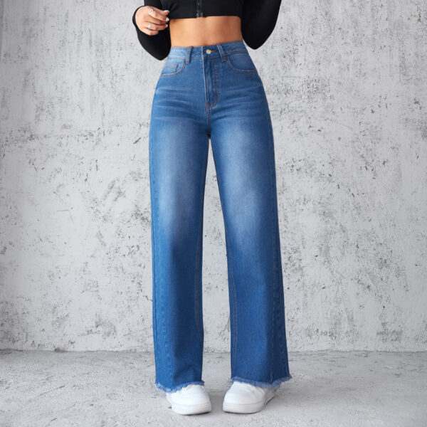 Fashion Straight Wide-leg Jeans Casual High-waist Non-elastic Womens Clothing - Image 4