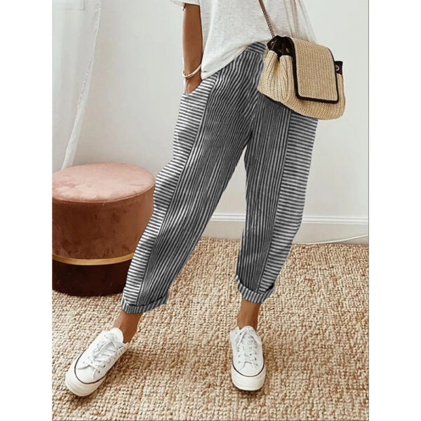 Women's Striped Print Trousers Summer Fashion Casual Loose Pants - Image 2