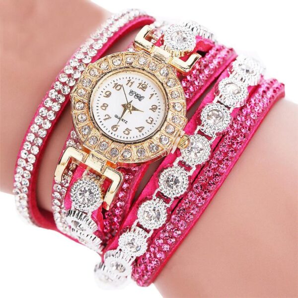 Relogio masculino Women Quartz Women PU Leather Rhinestone Watch Bracelet Watches - Image 5