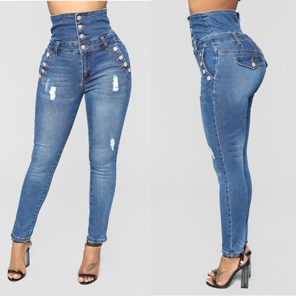 Ripped hole fashion Jeans Women High Waist skinny pencil Denim Pants Elastic Stretch embroidery sexy Jeans women high street