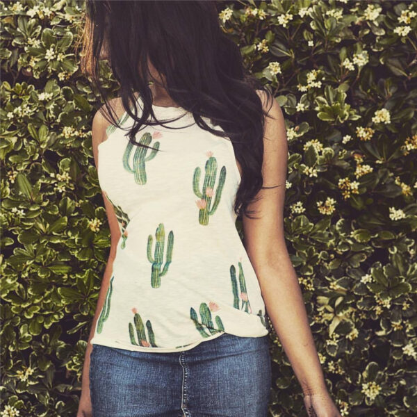 Summer Cactus Print Women T Shirt Casual Halter Harajuku Women TShirt Tops Tees Female Shirts Camiseta Women Tops - Image 8