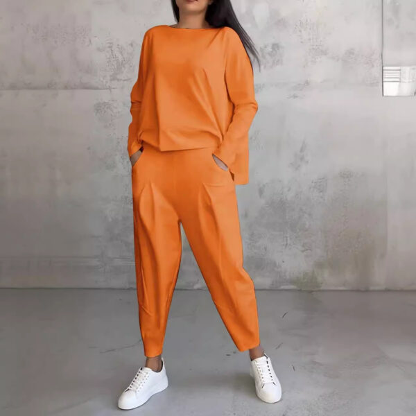 Women's Irregular Design Long-sleeved Sweater Harem Pants Suit - Image 8