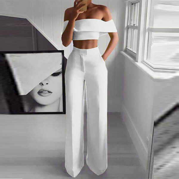 Women  Strapless  and Wide Leg Pants Sexy Two Piece Outfits - Image 2