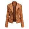 Women's Leather Jackets Women's Short Jackets Slim Thin Leather Jackets Ladies Motorcycle Suits - Image 2
