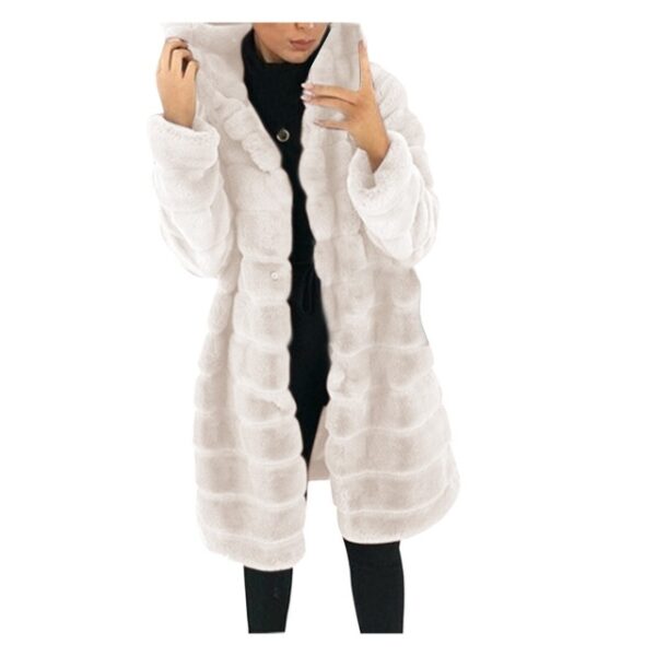 Jacket Winter White Big Solid Jackets For Women Long Coat - Image 6