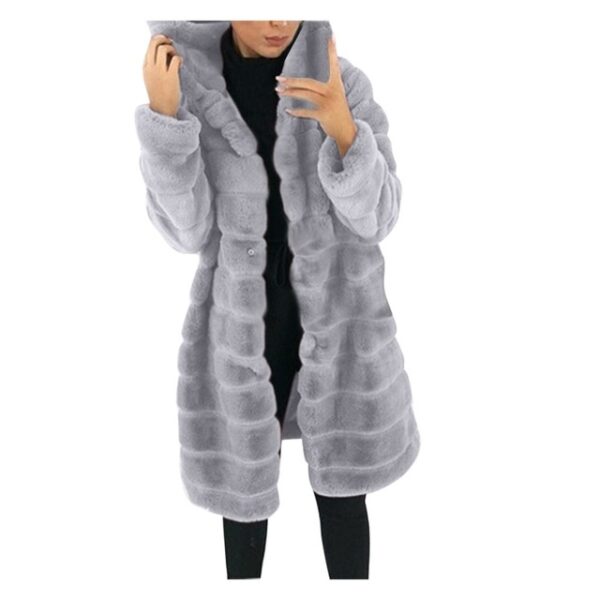 Jacket Winter White Big Solid Jackets For Women Long Coat - Image 2