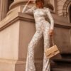 European And American Celebrity Style Composite Lace Exquisite Temperament Slim Jumpsuit - Image 4