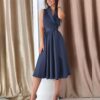 Dies Midi Dress Casual Sleeveless Belt Dress Female New - Image 7