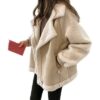 Suede Jacket Women Short Lamb Velvet Motorcycle Jacket - Image 2