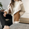 Suede Jacket Women Short Lamb Velvet Motorcycle Jacket - Image 3