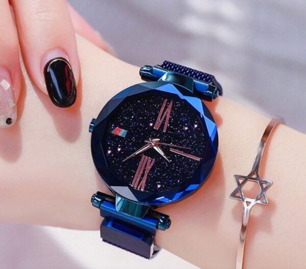 Luxury Women Watches Mesh Ladies Clock Magnet Buckle Starry Diamond Geometric Surface Quartz Wristwatch - Image 6