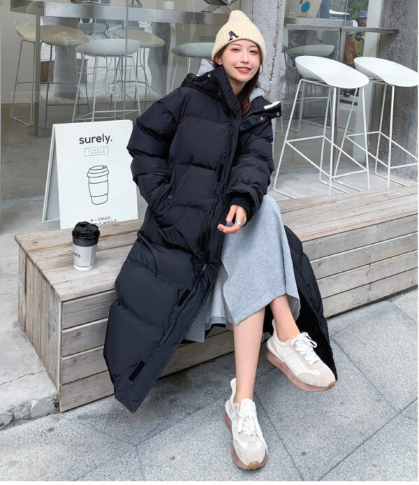 Korean-style Mid-length Over-the-knee Down Cotton-padded Coat - Image 3