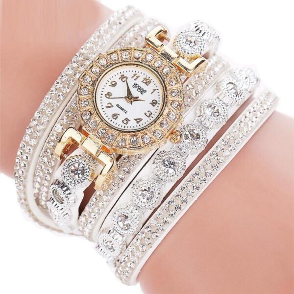 Relogio masculino Women Quartz Women PU Leather Rhinestone Watch Bracelet Watches - Image 7