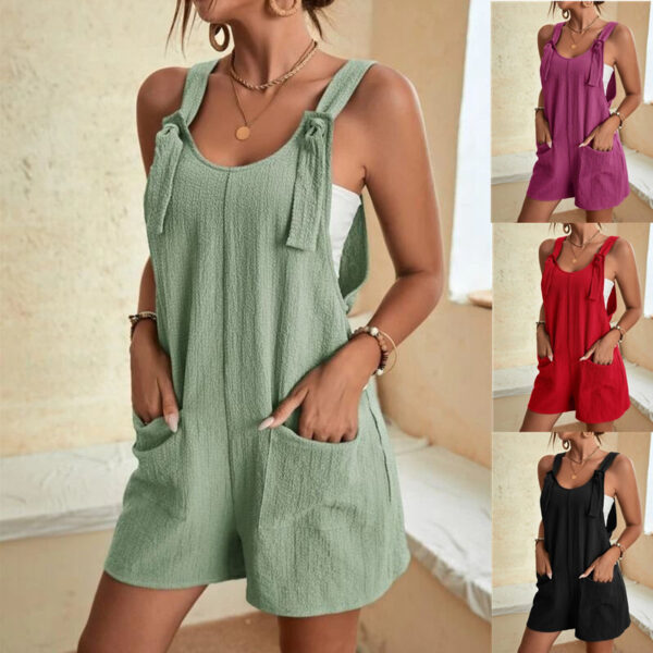 Women's Casual Fashion Solid Color Camisole Jumpsuit