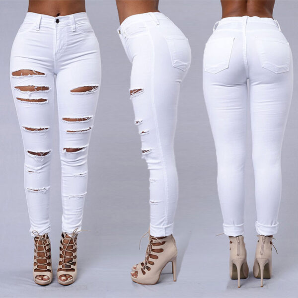 Ripped Jeans Women Skinny Trousers Casual High Waist Pencil Pants - Image 4