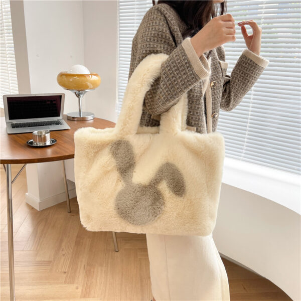 Cute Cartoon Rabbit Ears Plush Bag Autumn And Winter Shoulder Bag Shopping Handbags Large Capacity Personalized Tote Bags For Women - Image 10