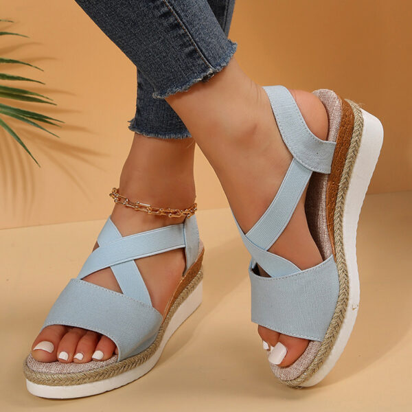 Wedge Sandals For Women Cross-strap Platform Gladiator Hemp Heel Shoes Summer - Image 6