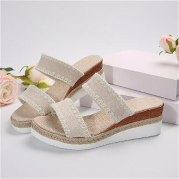 New Hemp Rope Woven Wedge Slippers Summer Ethnic Style Sandals Double Wide Strappy Shoes For Women - Image 10