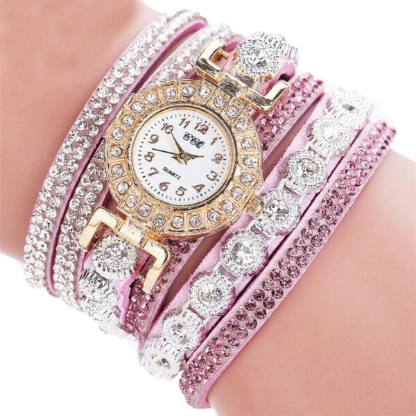 Relogio masculino Women Quartz Women PU Leather Rhinestone Watch Bracelet Watches - Image 8