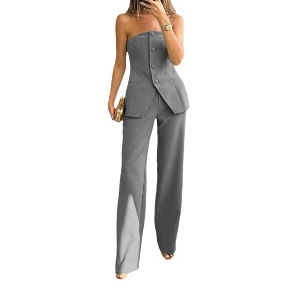 Casual Fashion Tailored Suit Button Graceful Tube Top Suit Pants - Image 5