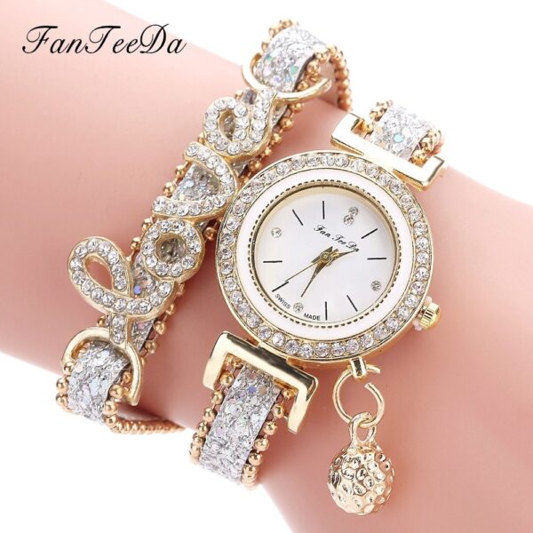 FanTeeDa Brand Women Bracelet Watches Ladies Watch Rhinestones Clock Womens Fashion Dress Wristwatch Relogio Feminino Gift - Image 4