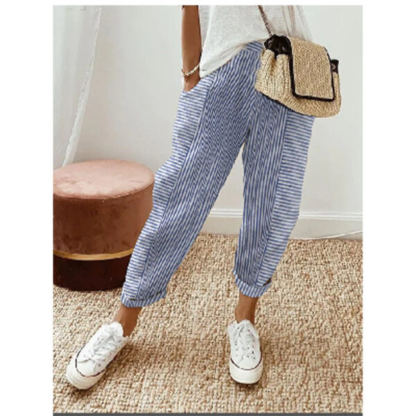 Women's Striped Print Trousers Summer Fashion Casual Loose Pants - Image 3