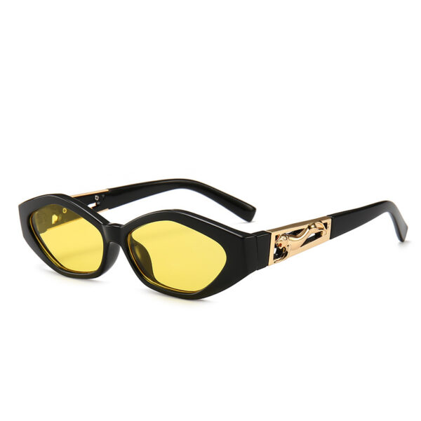 Angular Cat-eye Sunglasses, Modern Retro Temples In The Shape Of A Jumping Cheetah - Image 6