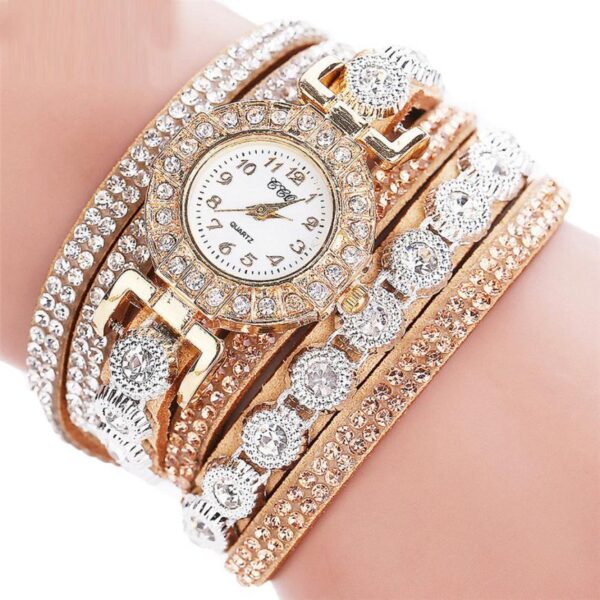 Relogio masculino Women Quartz Women PU Leather Rhinestone Watch Bracelet Watches - Image 6