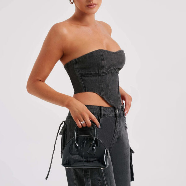 Women's Suit Low Waist Three-dimensional Tube Top And Pocket Stitching Jeans Pants - Image 4