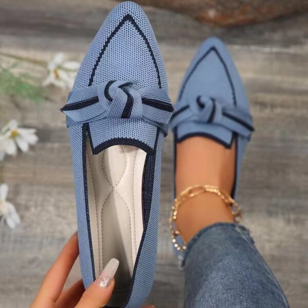 Fashion Pointed Toe Bow Flat Shoes For Women Lying Woven Slip-on Breathable Shoes Summer - Image 5