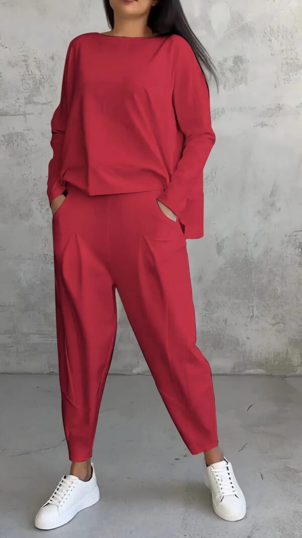 Women's Irregular Design Long-sleeved Sweater Harem Pants Suit - Image 4