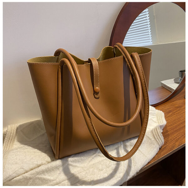 Casual Large Capacity Tote Bags For Women Fashion Solid Color Shopping Shoulder Bag With Wallet Ladies Handbag - Image 2