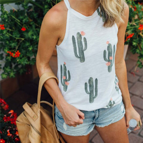 Summer Cactus Print Women T Shirt Casual Halter Harajuku Women TShirt Tops Tees Female Shirts Camiseta Women Tops - Image 4