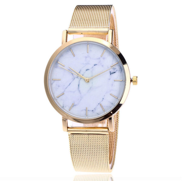 Vansvar fashion brand silver and gold mesh band creative marble wristwatch casual women quartz watches gift relogio feminino - Image 2