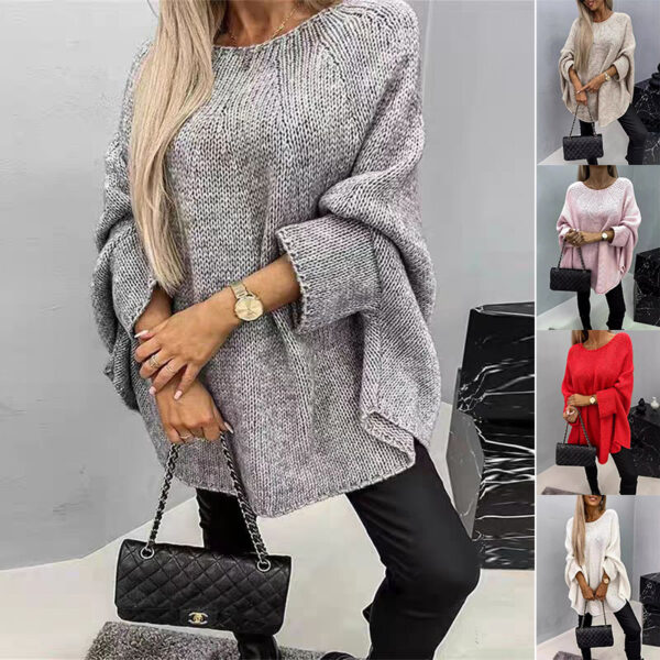 Winter Loose Batwing Sleeve Pullover Sweater Fashion Oversized Knitted Shawl Sweater Tops For Women Clothing - Image 6