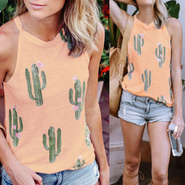 Summer Cactus Print Women T Shirt Casual Halter Harajuku Women TShirt Tops Tees Female Shirts Camiseta Women Tops - Image 5