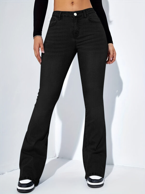 Women's Slim-fit Jeans Pants With Flared Design Fashion Casual High Waist Stretch Trousers - Image 6