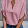 Summer Short-sleeved Chiffon Shirt New V-neck Shirt Women's Casual Versatile Clothing - Image 10