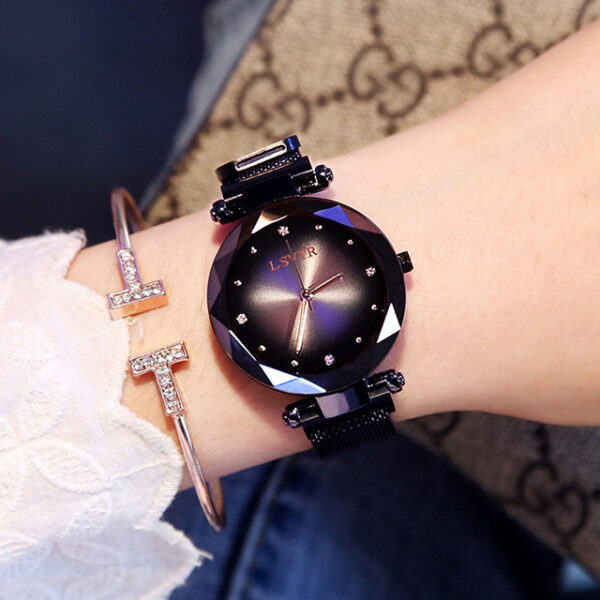 Rose Gold Women Watches Fashion Diamond Ladies Starry Sky Magnet Watch Waterproof Female Wristwatch - Image 7