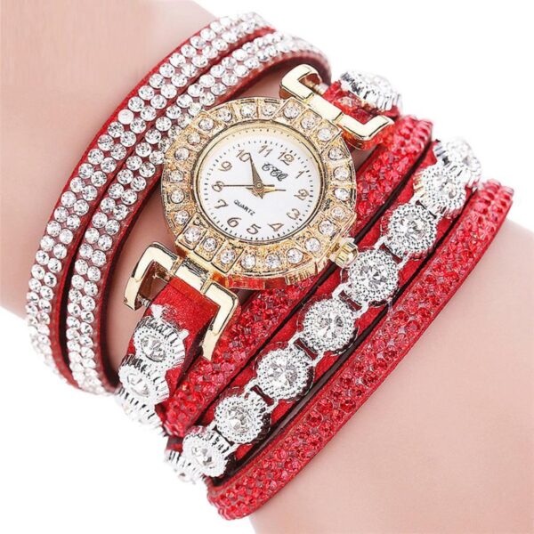 Relogio masculino Women Quartz Women PU Leather Rhinestone Watch Bracelet Watches - Image 2