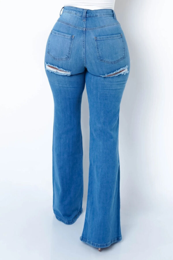 New style elastic ripped flared pants jeans women - Image 2