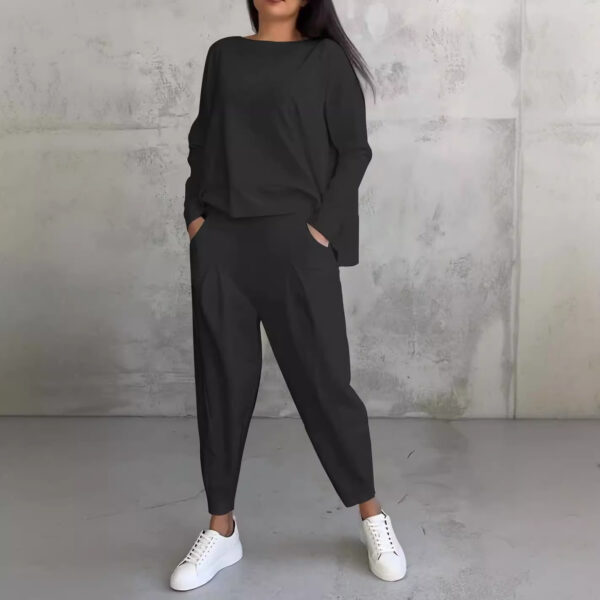 Women's Irregular Design Long-sleeved Sweater Harem Pants Suit - Image 5