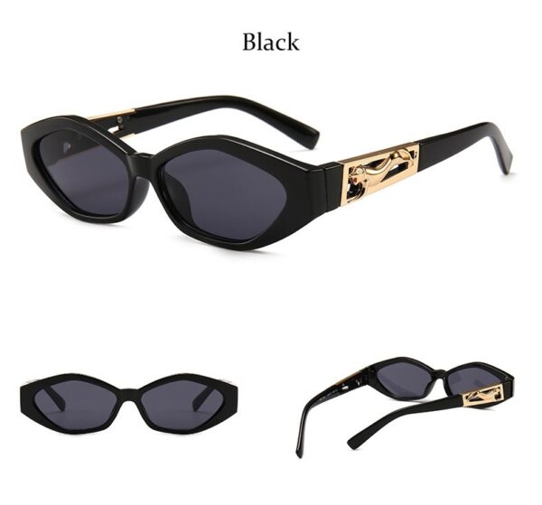 Angular Cat-eye Sunglasses, Modern Retro Temples In The Shape Of A Jumping Cheetah - Image 8