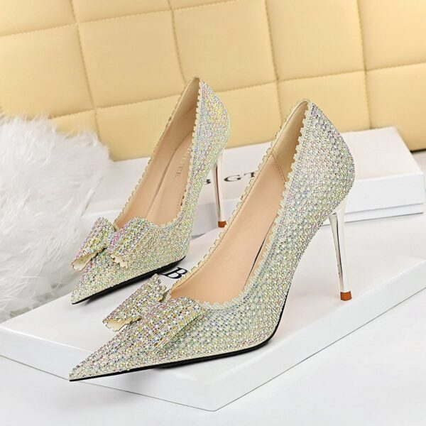 Sweet Women''s Princess Wedding Shoes Thin High Heels Shallow Mouth - Image 2