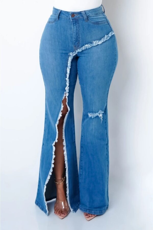 New style elastic ripped flared pants jeans women - Image 5