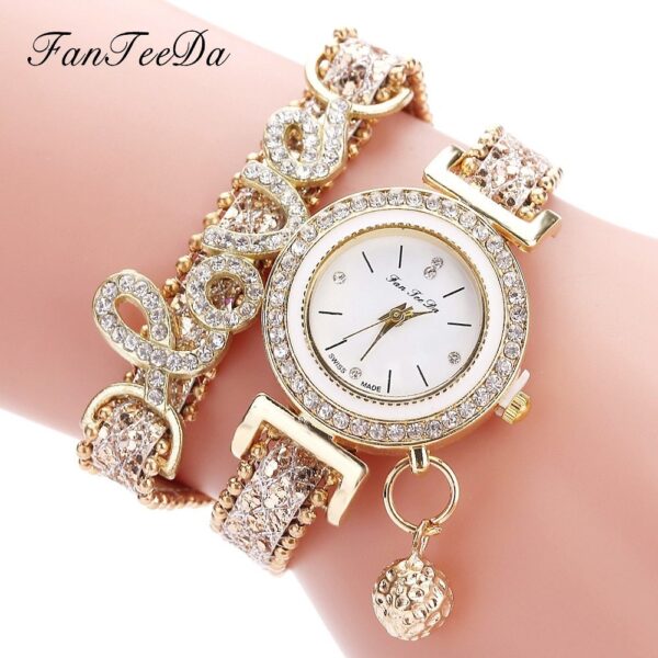 FanTeeDa Brand Women Bracelet Watches Ladies Watch Rhinestones Clock Womens Fashion Dress Wristwatch Relogio Feminino Gift - Image 3