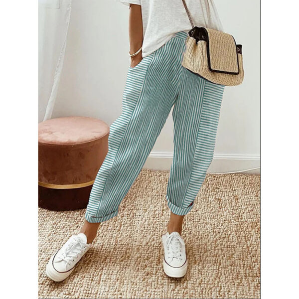 Women's Striped Print Trousers Summer Fashion Casual Loose Pants - Image 6